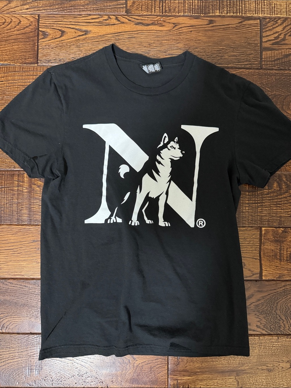 Northeastern University Black Short Sleeve T-Shirt N Logo